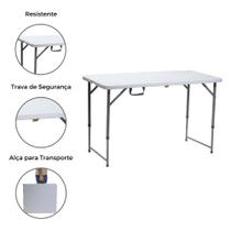 Mesa Dobrável Portátil De Plástico Que Vira Maleta Para Camping 120X60cm Branco Mesa Dobrável Portátil De Plástico Que Vira Maleta Para Camping 120X60cm Branco