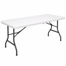 Mesa Dobrável Portátil Maleta 180x70cm Aço Reforçado HDPE para Festa Churrasco Camping