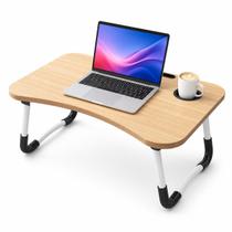 Mesa Dobrável Portátil Para Notebook Cama Sofá Com Porta Copos Bege Mesa Dobrável Portátil Para Notebook Cama Sofá Com Porta Copos Bege