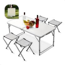 Mesa Dobravel Portatil Vira Maleta De Camping Praia Piquenique 120x60 com 4 Banquinhos Mesa Dobravel Portatil Vira Maleta De Camping Praia Piquenique 120x60 com 4 Banquinhos