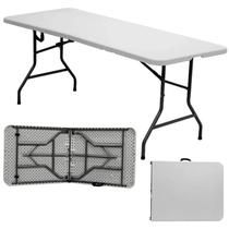 Mesa Dobrável Portátil Vira Maleta Festas Churrasco 183x76cm Mesa Dobrável Portátil Vira Maleta Festas Churrasco 183x76cm