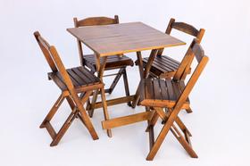 Mesa Dobrável premium 70x70 C/ 4 Cadeiras Bar E Lazer Imbuia Mesa Dobrável premium 70x70 C/ 4 Cadeiras Bar E Lazer Imbuia
