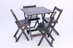 Mesa Dobrável premium 70x70 C/ 4 Cadeiras Bar E Lazer preta Mesa Dobrável premium 70x70 C/ 4 Cadeiras Bar E Lazer preta