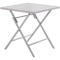 Mesa Dobravel Quadrada Jardim Varanda 71X71X74Cm Aluminio