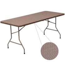 Mesa Dobrável Ratan Madeira 180 0,74 0,74 cm Vira Maleta ZELT