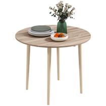 Mesa Dobrável Redonda de Carvalho HOMCOM 89 cm Mesa Dobrável Redonda de Carvalho HOMCOM 89 cm