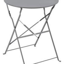 Mesa Dobrável Redonda Jardim Varanda 71X60X60Cm Em Aço Cinza