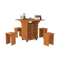 Mesa dobravel retangular 4 banquetas Annie moderna Basoto