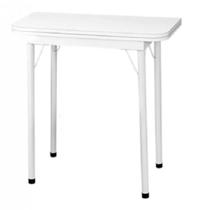 Mesa Dobrável Sala de Jantar Cozinha Tampo Retangular Em MDP 4 Pés em Aço 4 Lugares Branco - Vinci