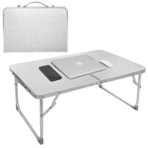 Mesa Dobravel Sofa Cama Notebook Aluminio Vira Maleta Portatil Suporte Home Office Refeicao Estudos Tampo Madeira Luxo