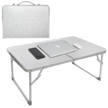 Mesa Dobravel Sofa Cama Notebook Aluminio Vira Maleta Portatil Suporte Home Office Refeicao Estudos Tampo Madeira Luxo