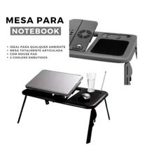 Mesa Dobrável Suporte Notebook Ajustável Cooler e Mouse Pad