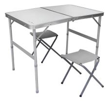 Mesa Dobrável Tipo Maleta Com 2 Banquetas Mesa Dobrável Tipo Maleta Com 2 Banquetas
