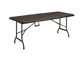 Mesa Dobrável Tipo Maleta Estampa Rattan 180cm Marrom Klimber Mesa Dobrável Tipo Maleta Estampa Rattan 180cm Marrom Klimber