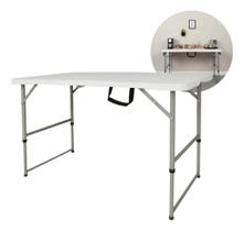 Mesa Dobrável Vira Maleta 1,22m Portátil Reforçada Branca Mesa Dobrável Vira Maleta 1,22m Portátil Reforçada Branca