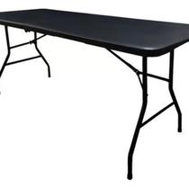 Mesa Dobrável Vira Maleta Camping Praia 180X90X74Cm - Preto