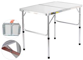 Mesa Dobrável Vira Maleta Camping Praia 90x60cm Cor Branco