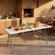 Mesa Dobrável Vira Maleta Grande 1,80m Portátil Com Alça Mesa Dobrável Vira Maleta Grande 1,80m Portátil Com Alça