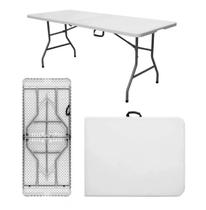 Mesa Dobrável Vira Maleta Portátil 1,80m Branco Mesa Dobrável Vira Maleta Portátil 1,80m Branco