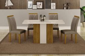 Mesa Doha 1,20 Decor/Off Tampo Off C/Vidro 4 Cadeiras Doha Mesa Doha 1,20 Decor/Off Tampo Off C/Vidro 4 Cadeiras Doha