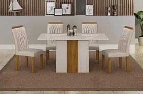 Mesa Doha 1,20 Off/Decor Tampo Off C/Vidro 4 Cadeiras Doha Mesa Doha 1,20 Off/Decor Tampo Off C/Vidro 4 Cadeiras Doha