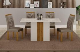 Mesa Doha 1,20 Off/Decor Tampo Off C/Vidro 4 Cadeiras Doha