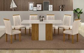 Mesa Doha 1,60 Decor/Off Tampo Off C/Vidro 6 Cadeiras Doha