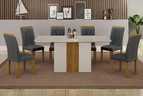 Mesa Doha 1,60 Off/Decor Tampo Off C/Vidro 6 Cadeiras Doha