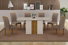Mesa Doha 1,60 Off/Decor Tampo Off C/Vidro 6 Cadeiras Doha Mesa Doha 1,60 Off/Decor Tampo Off C/Vidro 6 Cadeiras Doha