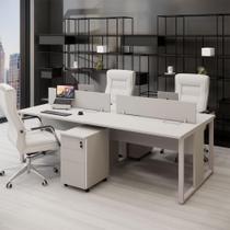 Mesa Dupla 2,40m p/ 4 pessoas c/ 2 Gav. e Divisória Cinza F5