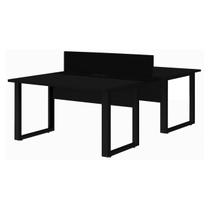Mesa Dupla de Escritório PÉ QUADRO - 1,50x1,35m - S/ Gavetas - PRETO / PRETO - 26803 Mesa Dupla de Escritório PÉ QUADRO - 1,50x1,35m - S/ Gavetas - PRETO / PRETO - 26803