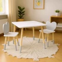 Mesa e 2 Cadeiras Infantil Coração Kit Livro Educativo