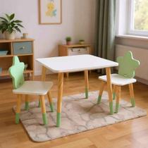 Mesa e 2 Cadeiras Infantil Estrela Kit Livro Educativo