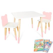 Mesa e 2 Cadeiras Infantil Urso Kit Livro Educativo