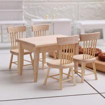 Mesa e cadeira Dollhouse Furniture Z MAYABBO em madeira em escala 1/12 Mesa e cadeira Dollhouse Furniture Z MAYABBO em madeira em escala 1/12