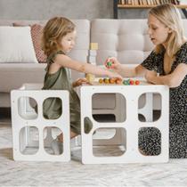 Mesa E Cadeira Infantil Cubo Montessoriano - Branco