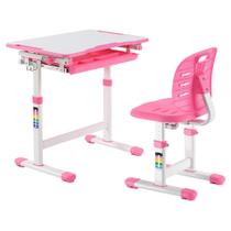 Mesa e Cadeira Infantil Regulável Estudos e Desenho B201S Rosa - Central Suportes