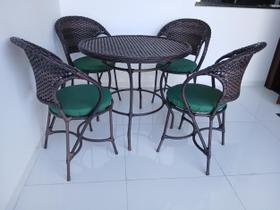 Mesa e Cadeiras Jardim Varanda Área Externa Interna Sacadas Piscina Fibra Sintética Lavável Cor Argila