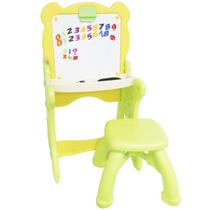 Mesa e Lousa Mágica Pintura Infantil Didática 2x1 Dobrável Plástico Cadeira Verde Brinqway BW-076VD