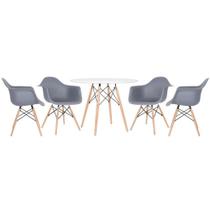 Mesa Eames 100cm + 4 Cadeiras Eiffel Daw Cinza Escuro