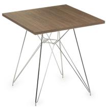 Mesa Eames 70 cm Tampo Quadrado Imbuia Base Torre Cromada - 28735