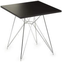 Mesa Eames 70 cm Tampo Quadrado Preto Base Torre Cromada - 28734