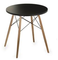 Mesa Eames 70 cm Tampo Redondo Preto Base Madeira Clara - 28583