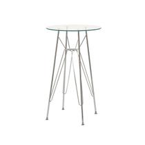 Mesa Eames Bistrô Alta Ferro Eiffel Cromada com Tampo de Vidro Redondo 60cm Mesa Eames Bistrô Alta Ferro Eiffel Cromada com Tampo de Vidro Redondo 60cm