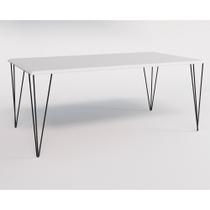 Mesa Eames Clips de Ferro Preto Tampo Retangular Branco 135x75