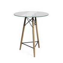 Mesa Eames Eiffel Bistrô de Madeira 60cm Vidro