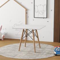 Mesa Eames Eiffel Infantil Madeira Tampo 68cm Quadrado Branco