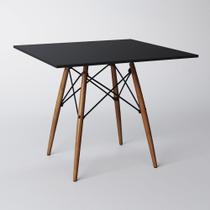 Mesa Eames Eiffel Quadrado Tampo de Madeira 90cm Preto