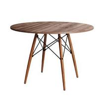 Mesa Eames Eiffel Redondo Tampo De Madeira 80cm Amêndoa