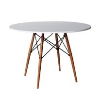 Mesa Eames Eiffel Redondo Tampo de Madeira 80cm Branca